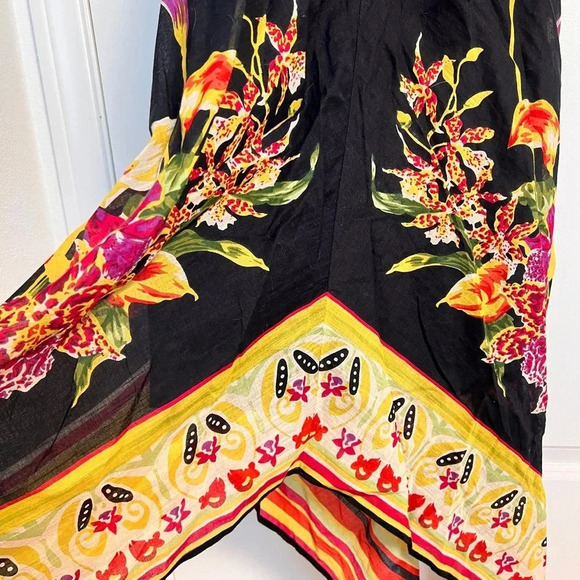 Soft Surroundings Black Maya Riviera Smocked Floral Tropical Vacation Maxi Dress - Picture 6 of 7
